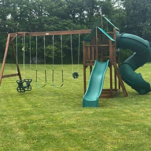 swingset finished for a client who left a review